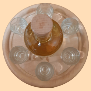 Drehteller mit Schnapsflasche + 6/8 Gläser inkl. Plexiglas Einsatz